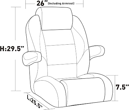 NORTHCAPTAIN Premium Pontoon Captain's Chair High Back Reclining Pontoon Bucket Boat Seat with Armrests and Adjustable Headrest