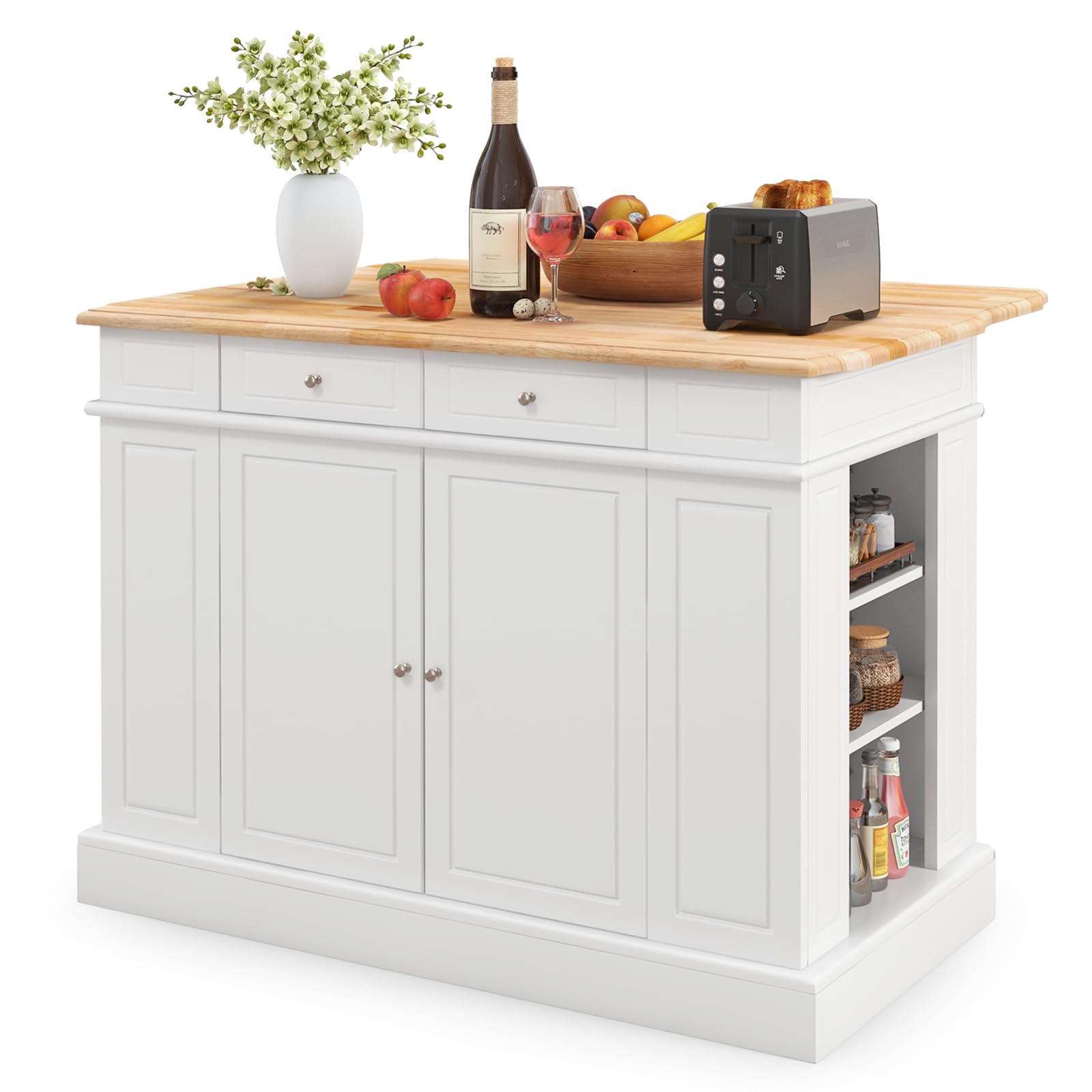 DORTALA Kitchen Island with Drop Leaf