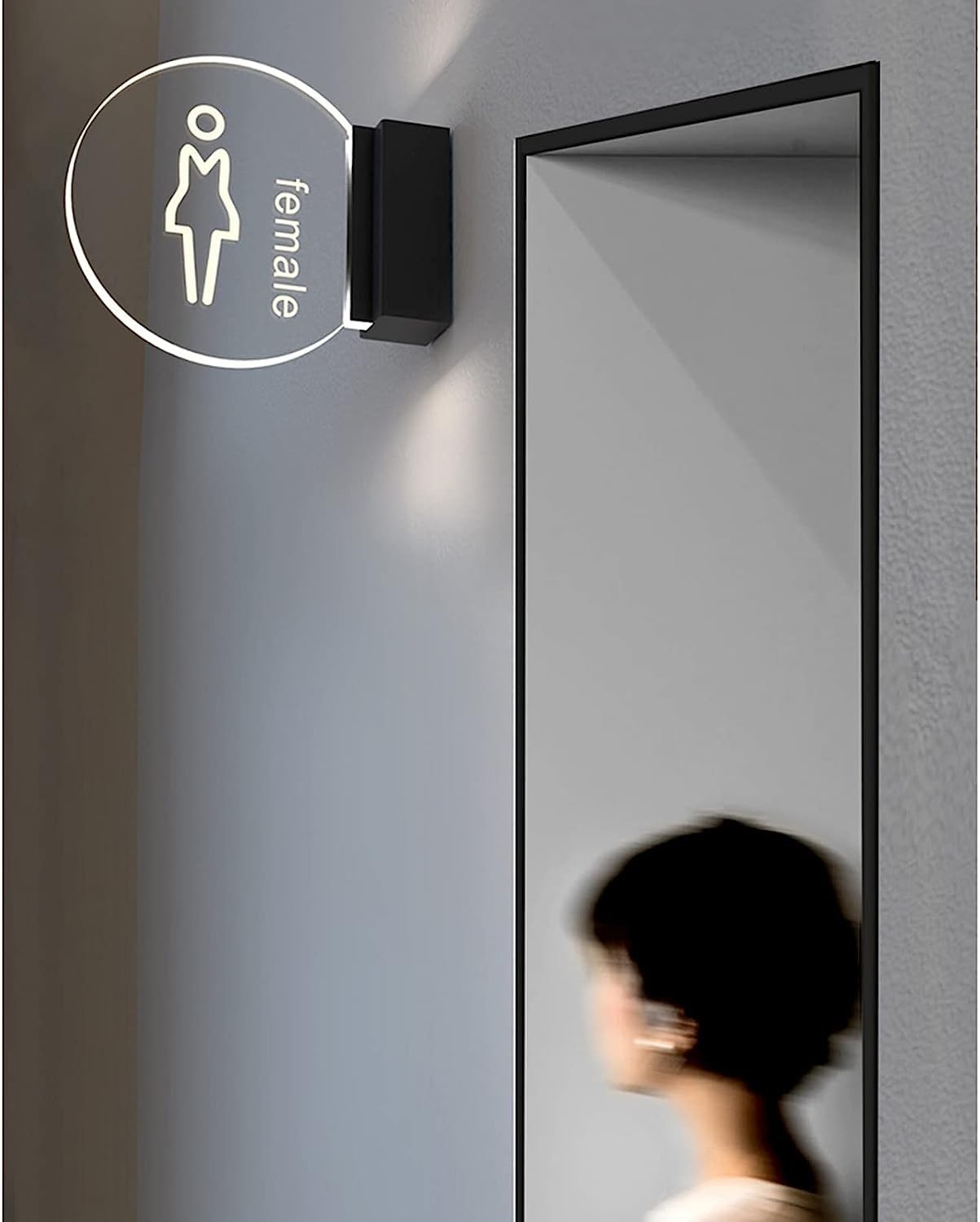 Letrero LED para baño, letrero iluminado para pared para negocios, baño, baño, letrero iluminado direccional