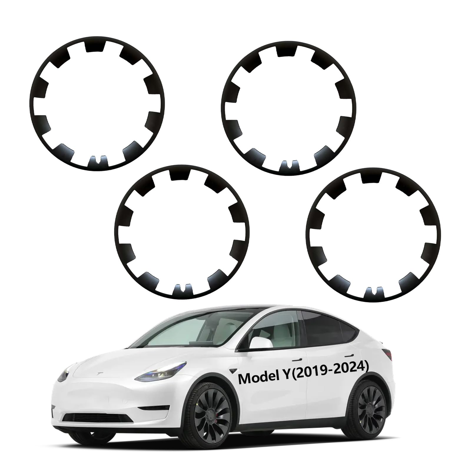 OJOYME Wheel Rim Protector for Tesla Model Y,Wheels Rim Cover Set of 4 Tire Trim Rings Model Y Accessories Corrosion Resistant Easy to Install (Model Y 2019-2024)