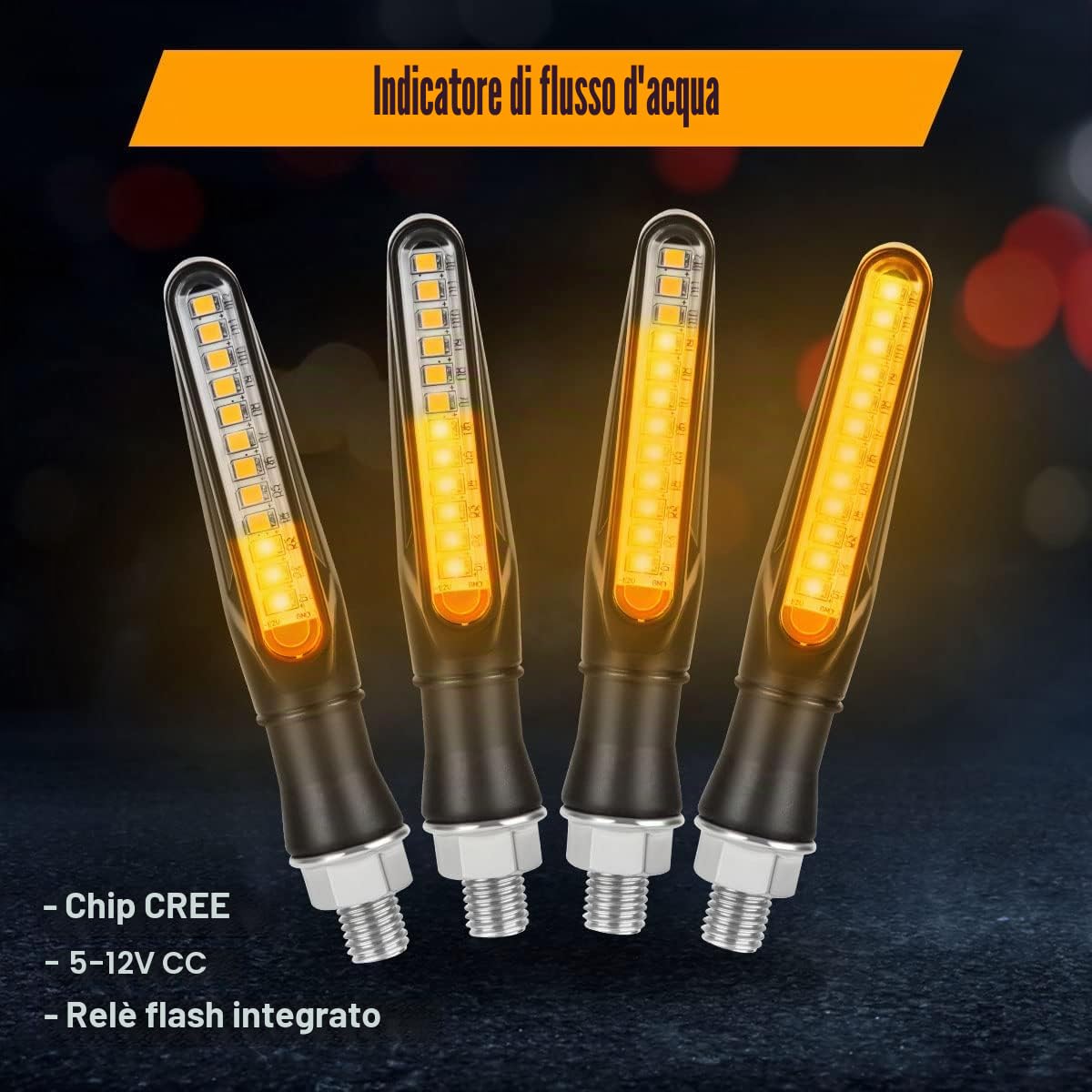 12 LED universali indicatori di moto Flowing lampeggianti 12 V impermeabile per scooter quad cruiser