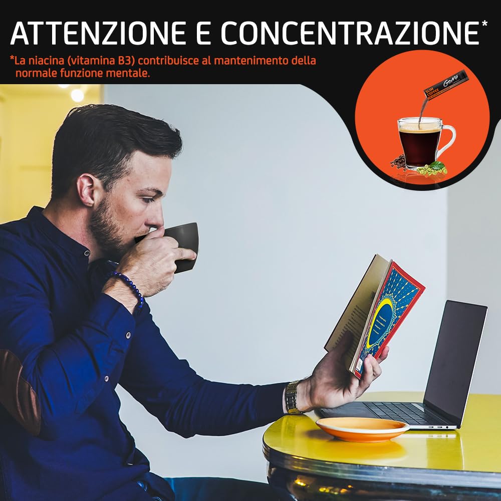 SLIM COFFEE. Ottimo per il metabolismo lipidico. Con colina, garcinia cambogia, estratto di caffè verde, vitamine B e caffeina | Aumenta l'energia e il controllo dell'appetito | 30 porzioni