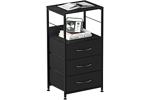 Modern Black Nightstand with Spacious Storage