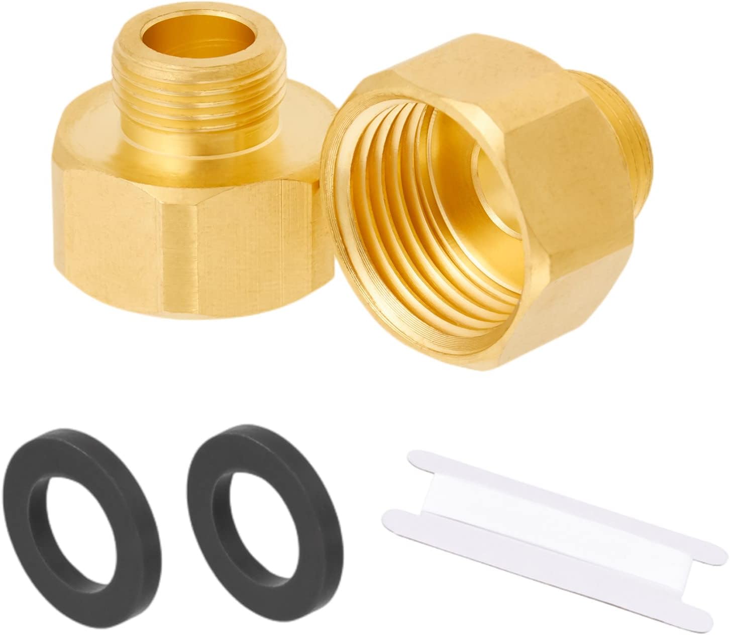 Brass G1/2 Female to G3/8 Male Reducer Adapter,Water pipe Fitting,Compression Fitting with Rubber Washer for Kitchen Bathroom Water Faucet 2pcs (FEMALE)