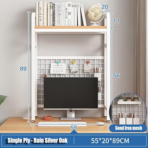 Miniatura 9 de Estantería de escritorio de 2 niveles y 3 niveles para escritorio de computadora, organizador de libros, estantería de metal para encimera, estante