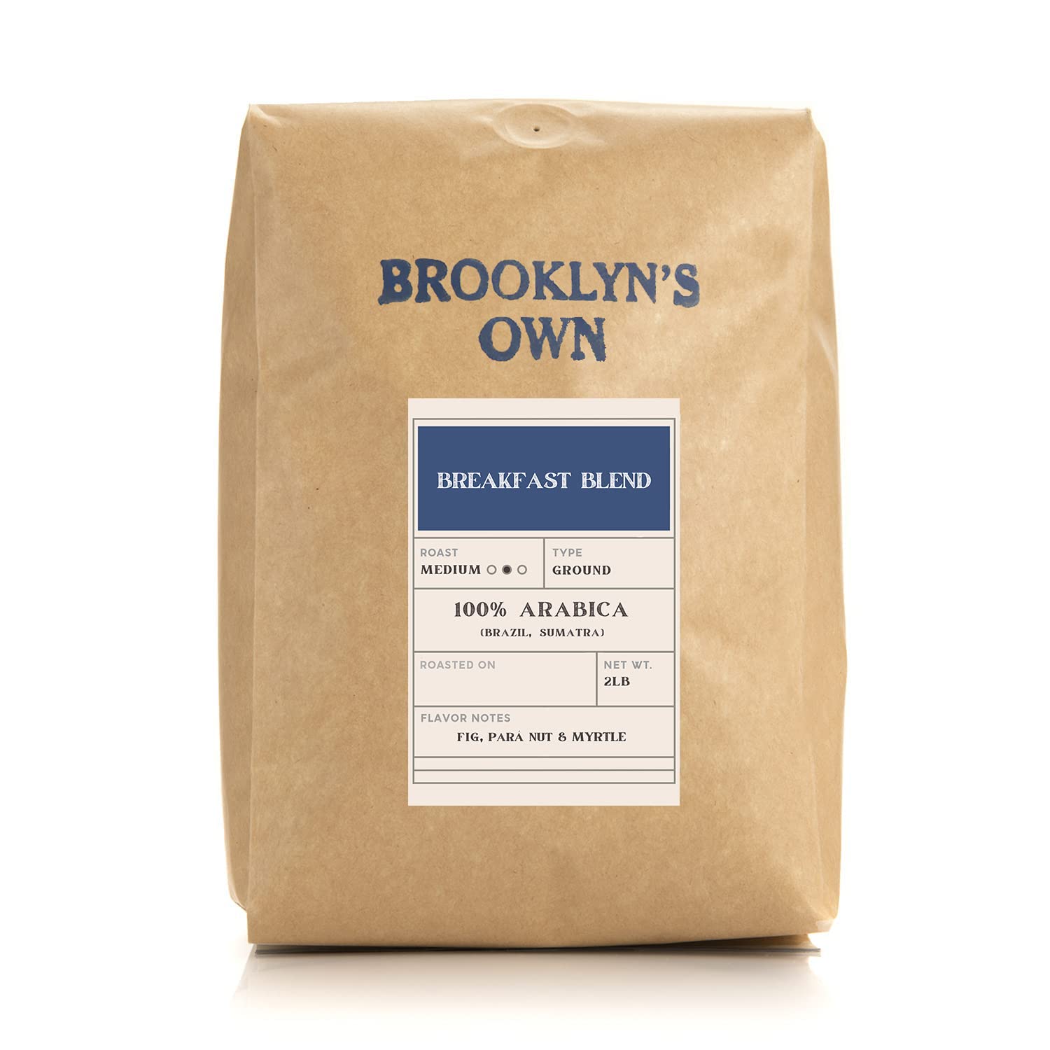 Brooklyn's Own Medium Roast Breakfast Blend Ground Coffee - 100% Arabica Grounds From Brazil and Sumatra (2 LB)