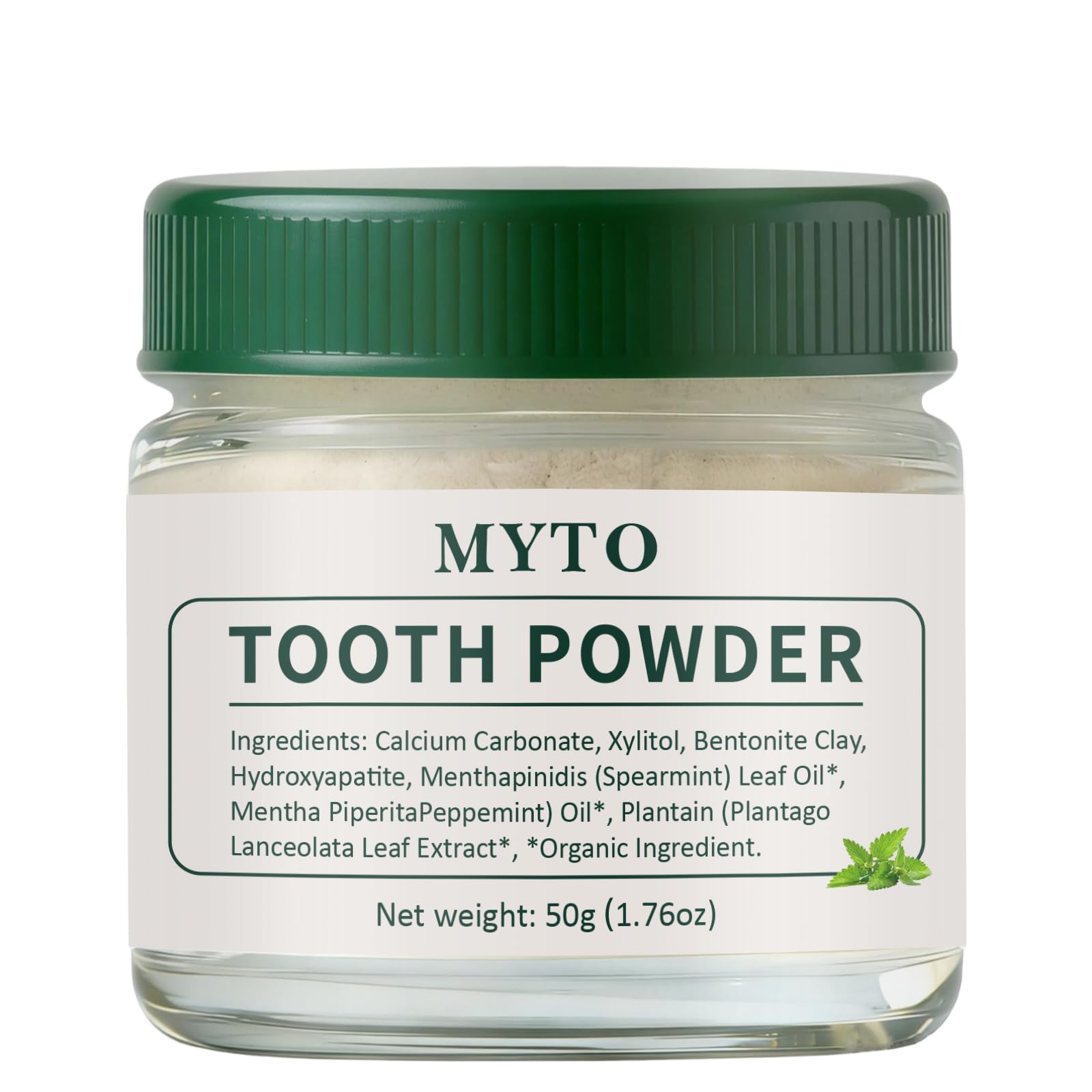 MYTO Hydroxyapatite Tooth Powder – Mineral-Based Nano-HA for Enamel Support – Fluoride-Free, Spearmint – Gentle Daily Clean, Travel-Friendly – 1.76 oz