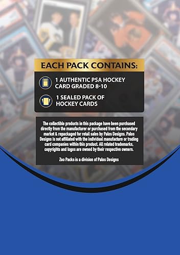 Miniatura 2 de Paquete misterioso de tarjetas graduadas de hockey PSA Plus  Tarjeta de hockey con grado PSA + 1 paquete sellado de tarjetas  Grado 8+ garantizado