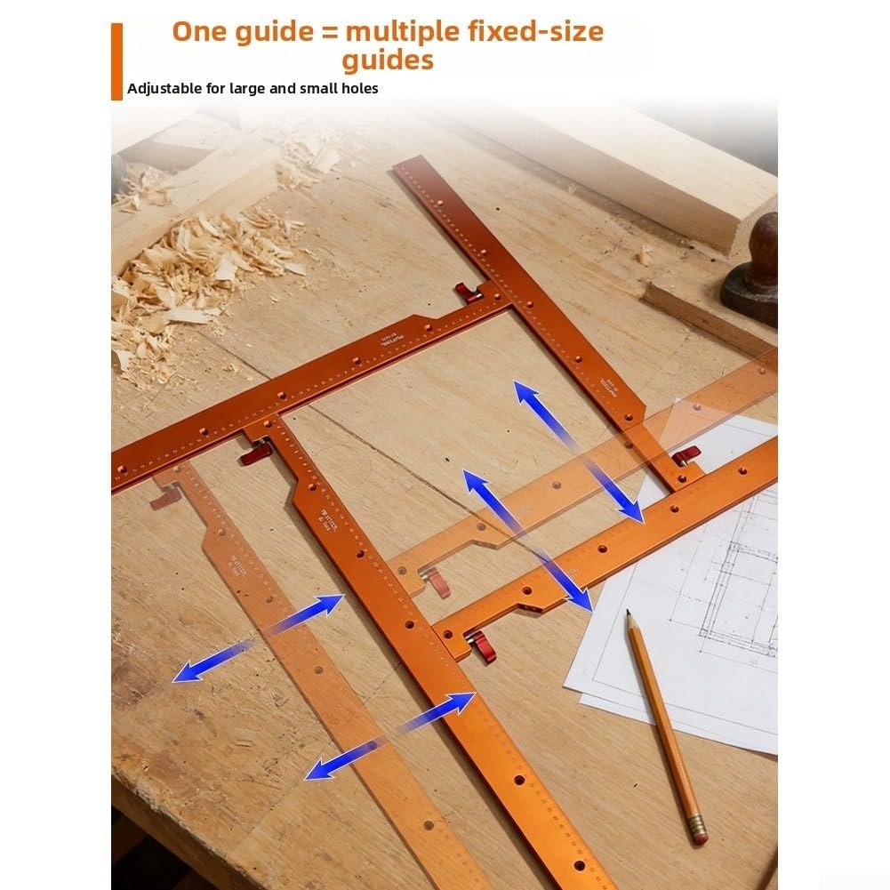 Aluminium Holzfräsjig für Quadratische Löcher mit Schienen und Klemmen|