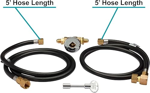 Miniatura 2 de Celestial Kit de conexión de gas natural, alto flujo para fogatas de alto BTU, manguera de gran diámetro, válvula de llave cromada de un cuarto de