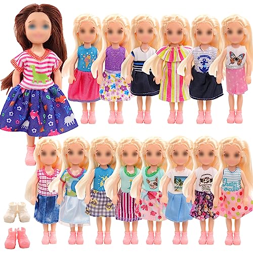 Miunana 10 Vestidos Trajes de Ropas para Muñeca De 6 Pulgadas Niña + 2 PCS Zapatos