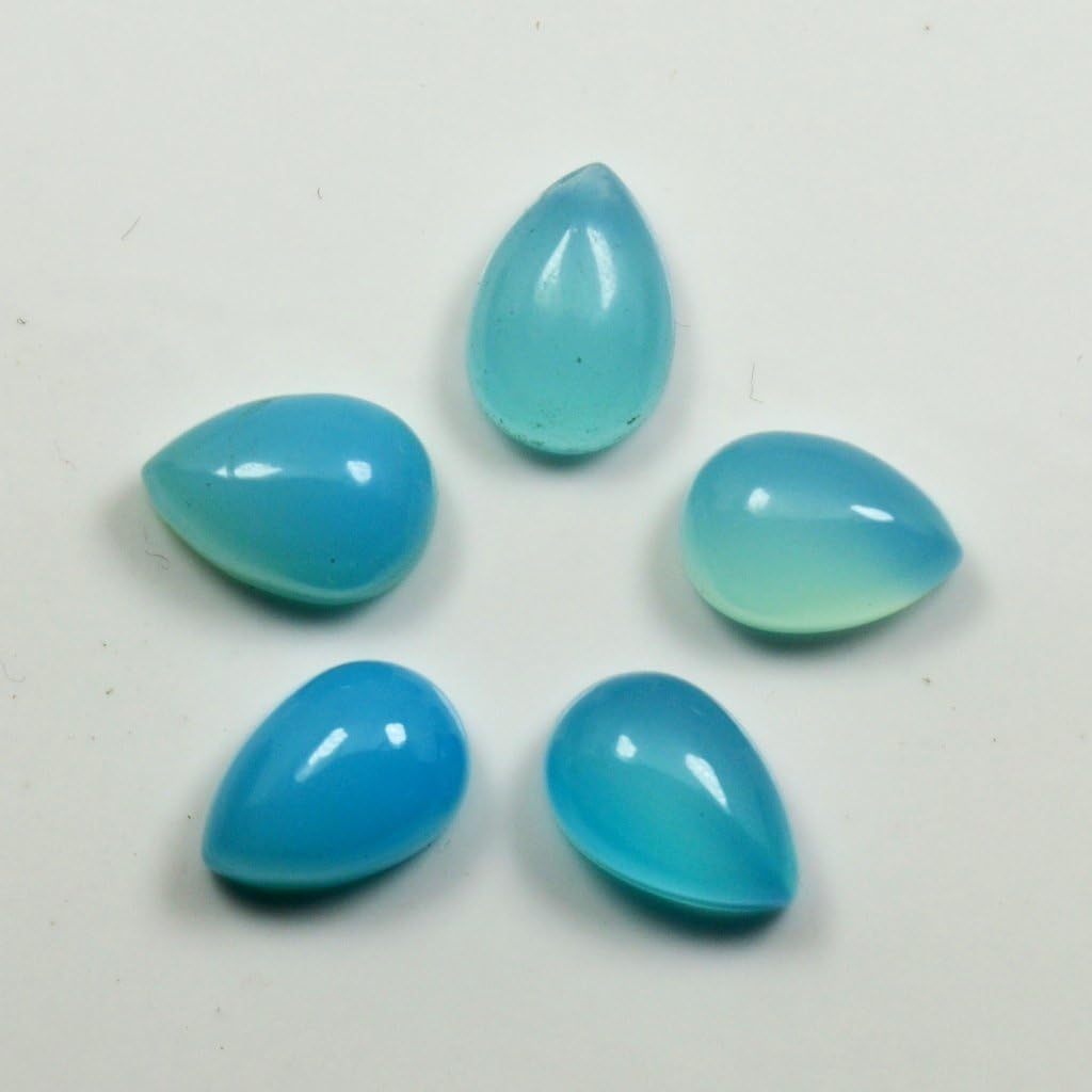 Pear Shape 13 Ct Natural Aqua Cabochone Chalcedony Loose Gemstone Lot