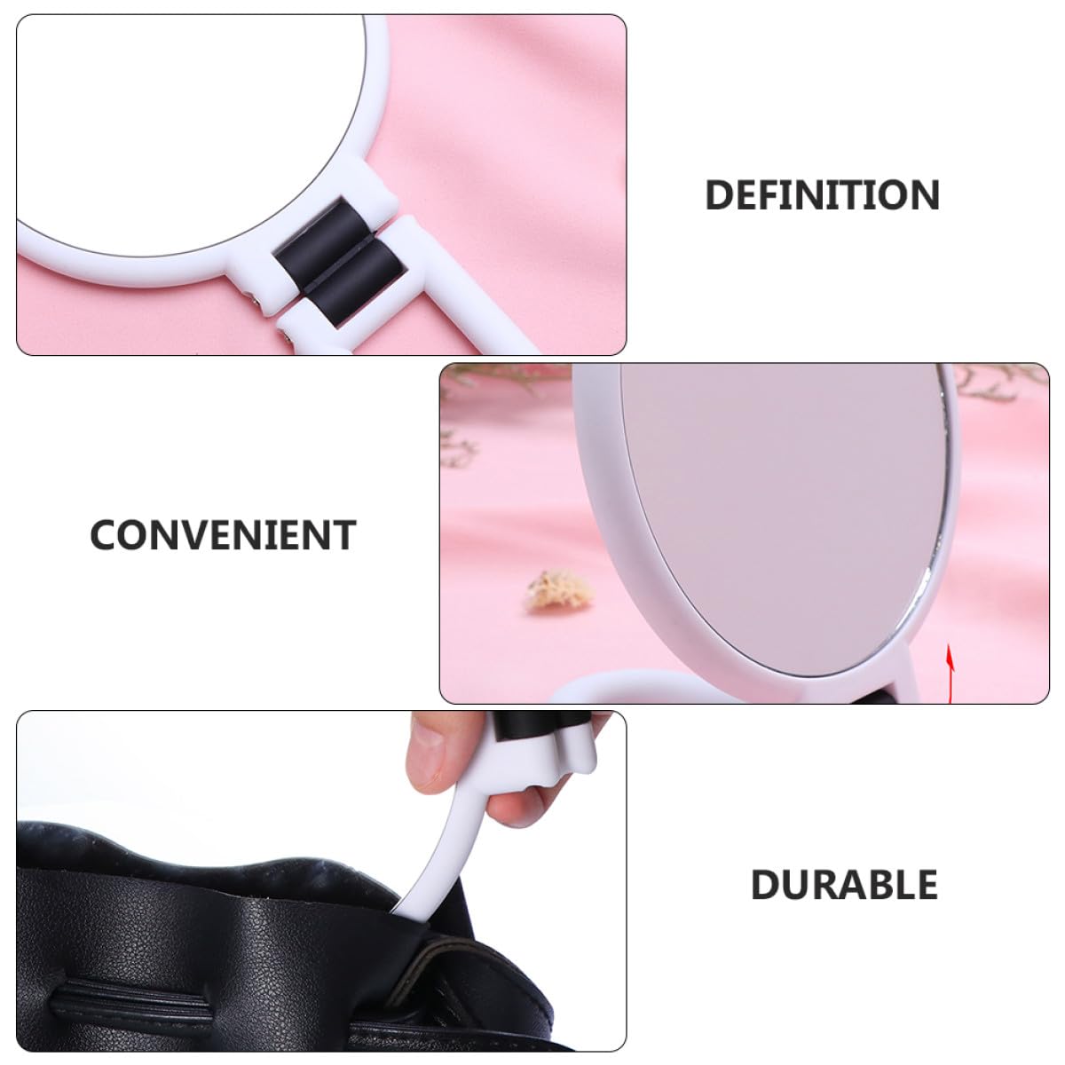 Espejo Cosmético Plegable de Doble Cara para Maquillaje, Portátil Color Claro 10x Aumento, Espejo de Alta Definición Adecuado para Uso Diario y Cuidado Personal