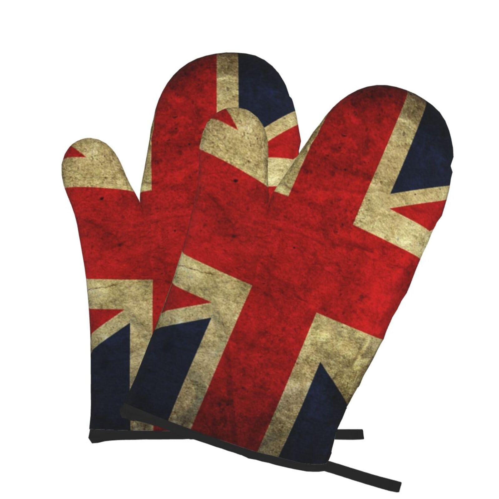 Oven Mitts Set of 2 Pcs, British Flag Prints Heat Resistant Kitchen Gloves for Cooking Baking Grilling