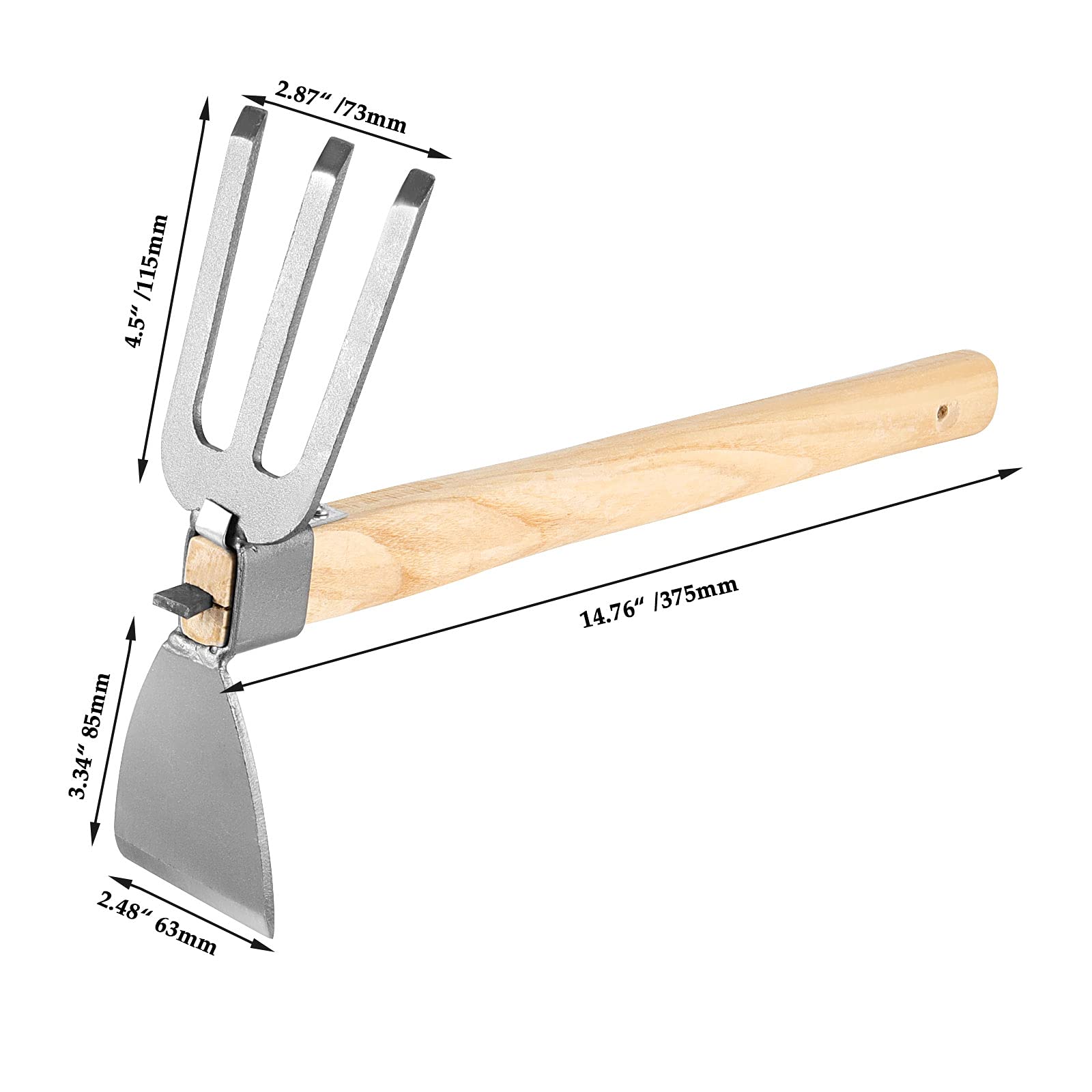 SENJEOK 2 pezzi di zappe e coltivatore a mano Tiller, Heavy Duty a doppia testa, strumento da giardino con lama in acciaio al carbonio per allentare, diserbo e scavare