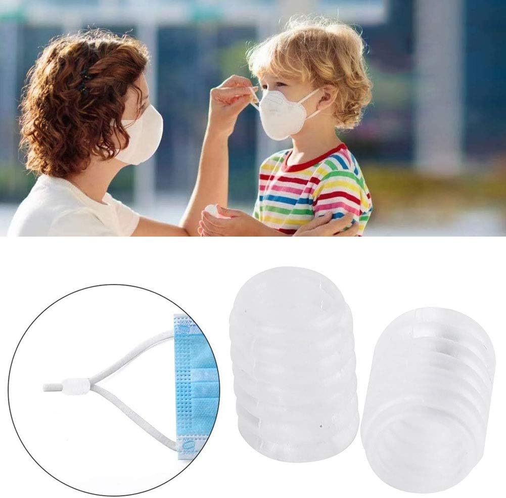 400Pcs Cord Locks, Cord Locks for Masks, Mask Adjuster Elastic Cord Stopper, Adjustment Buckle Silicone Anti-Slip Face Cover Transparent Ear Band Rope Connectors