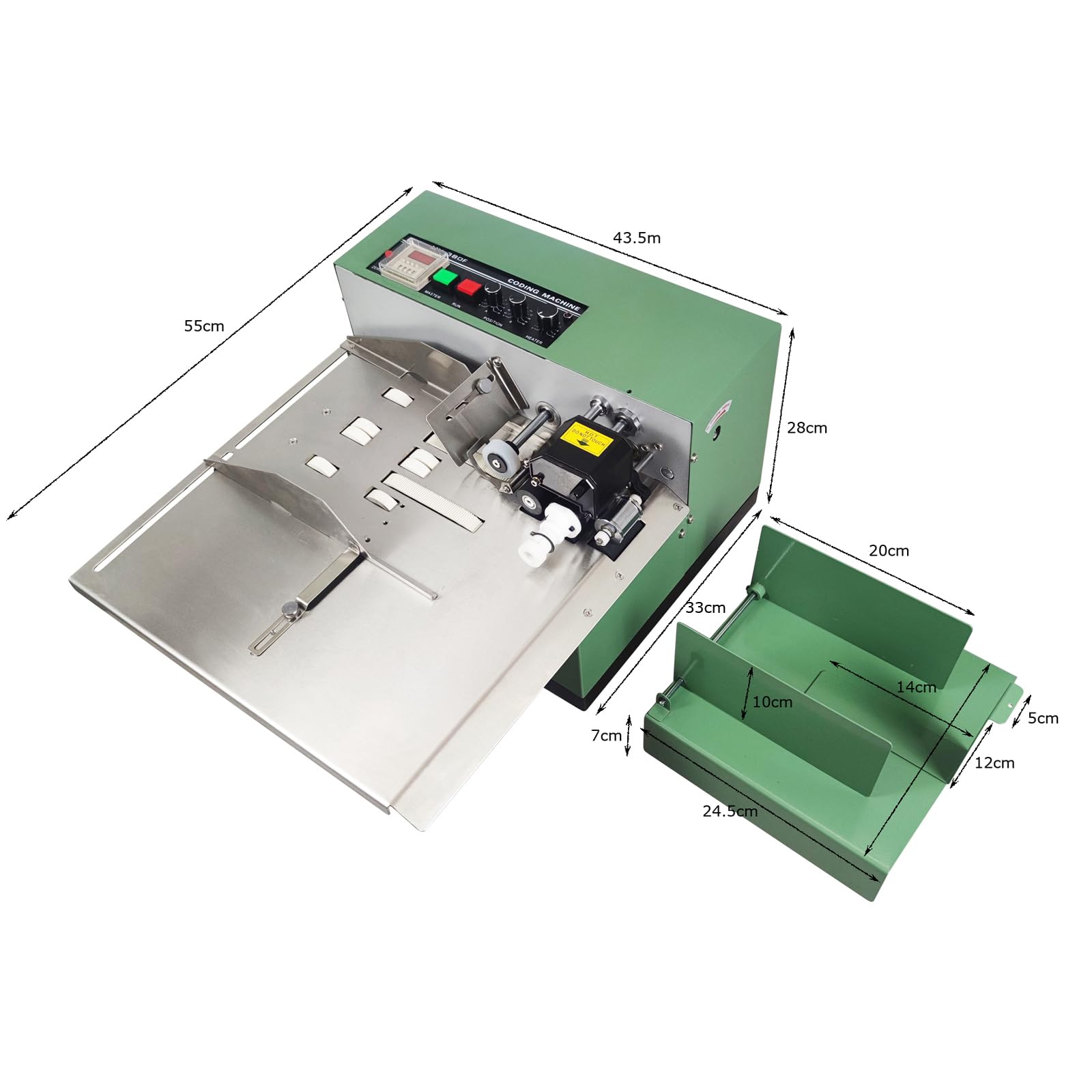 BANFLUXION 110V MY-380F Solid-Ink Coding Machine Automatic Wheel Coding Printing Machine with Painting Spraying Widened Instant Drying Continuous Label Printer Machine 0-1.5mm Coding Thickness