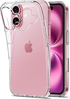 جراب شفاف للغاية مصاد للاصفرار مع واقي للكاميرا، يوفر حماية من السقوط من الدرجة عسكرية، جراب موبايل شفاف مقاوم للصدمات من السيليكون الناعم (آيفون 16)