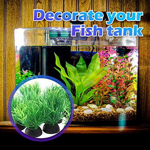 Image of Piutouyar Green Aquarium Plant Ornaments, Artificial Water Plants, Lifelike Plastic Fish Tank Foreground Grass, Water Tank Decorations (10Pcs)