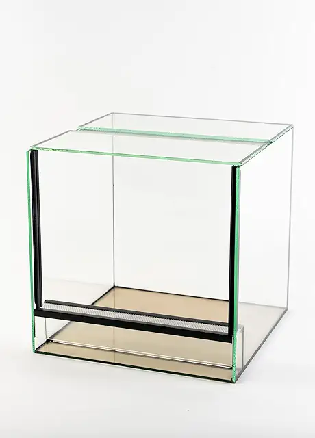 Glas Terrarium 30x30x30 cm mit Fallscheibe für Reptilien