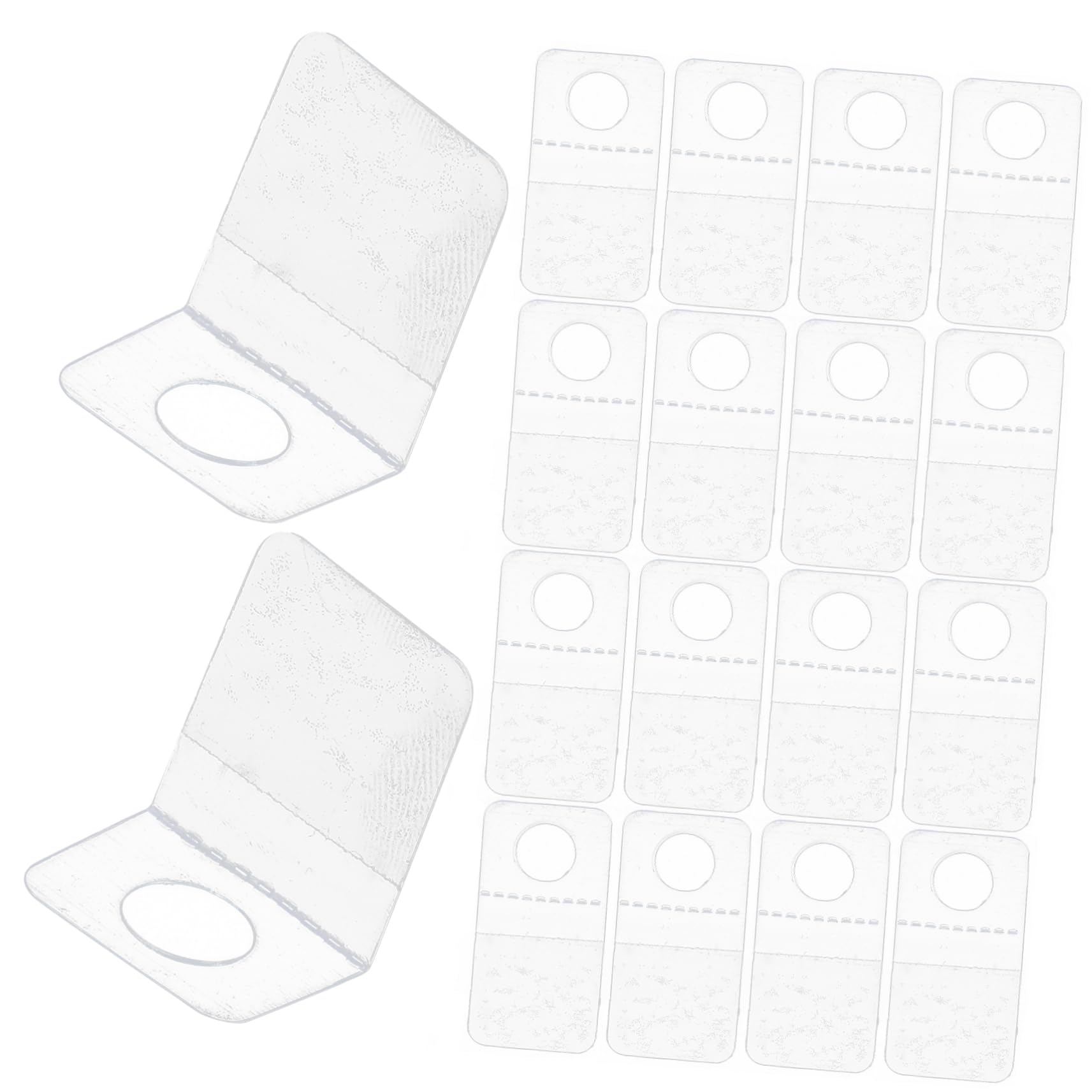 HOMOCONO Hanging Sticky Tabs 100pcs Adhesive Hanging Tabs Hangers Clear Sticker Hooks for Display