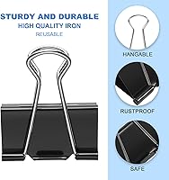 Vista 3 de Clips para carpetas de varios tamaños, incluyendo extra grande, mediano, pequeño, mini y micro, suministros de oficina, abrazaderas para archivos