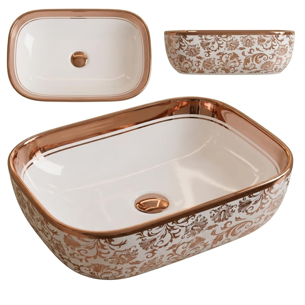 BASSINO Table Top Wash Basin - Glossy Blue & Gold -14 BASSINO Table Top Wash Basin - Glossy Blue & Gold -14