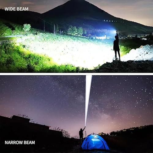 Miniatura 5 de Xbnmex Linternas LED recargables de alto lúmenes 900000, linterna impermeable súper brillante con enfoque ajustable, 5 modos e impermeable, potente