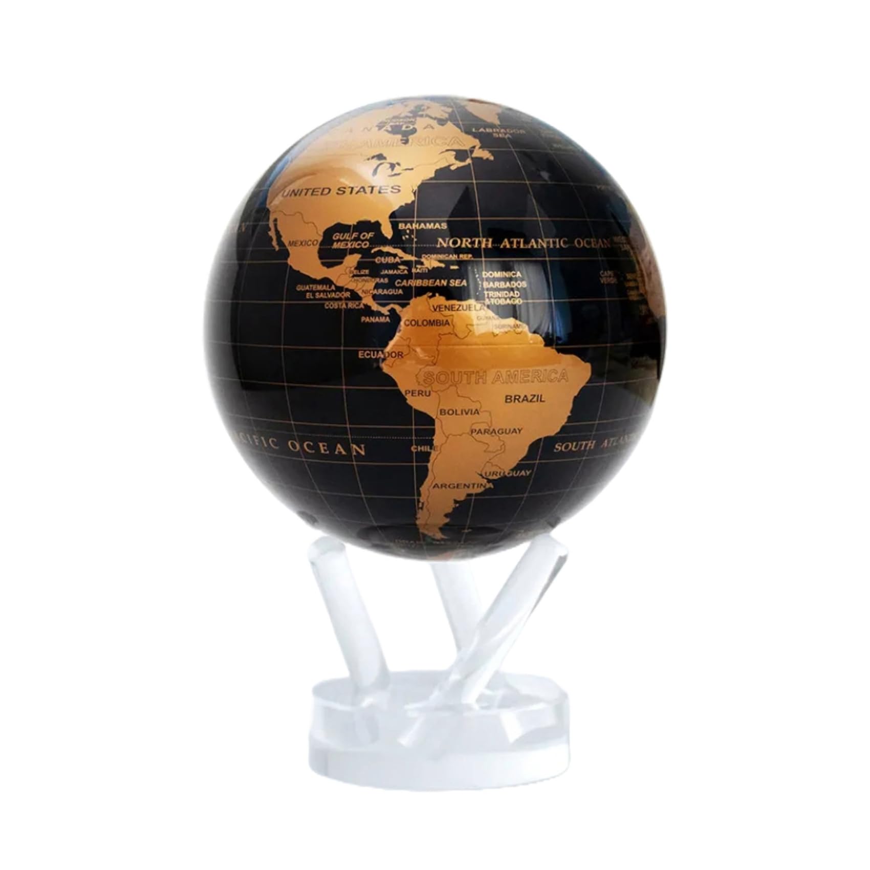 MOVA Globe Black and Gold 6" with Base, Solar Powered Rotating Globe No Need of Battery or Chord, Unique Gift and Decoration