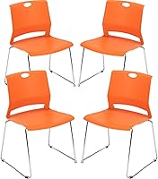 Vista 9 de Paquete de 4 sillas apilables, sillas ligeras de plástico premium, silla apilable con base de trineo para oficina, hogar, biblioteca, centros