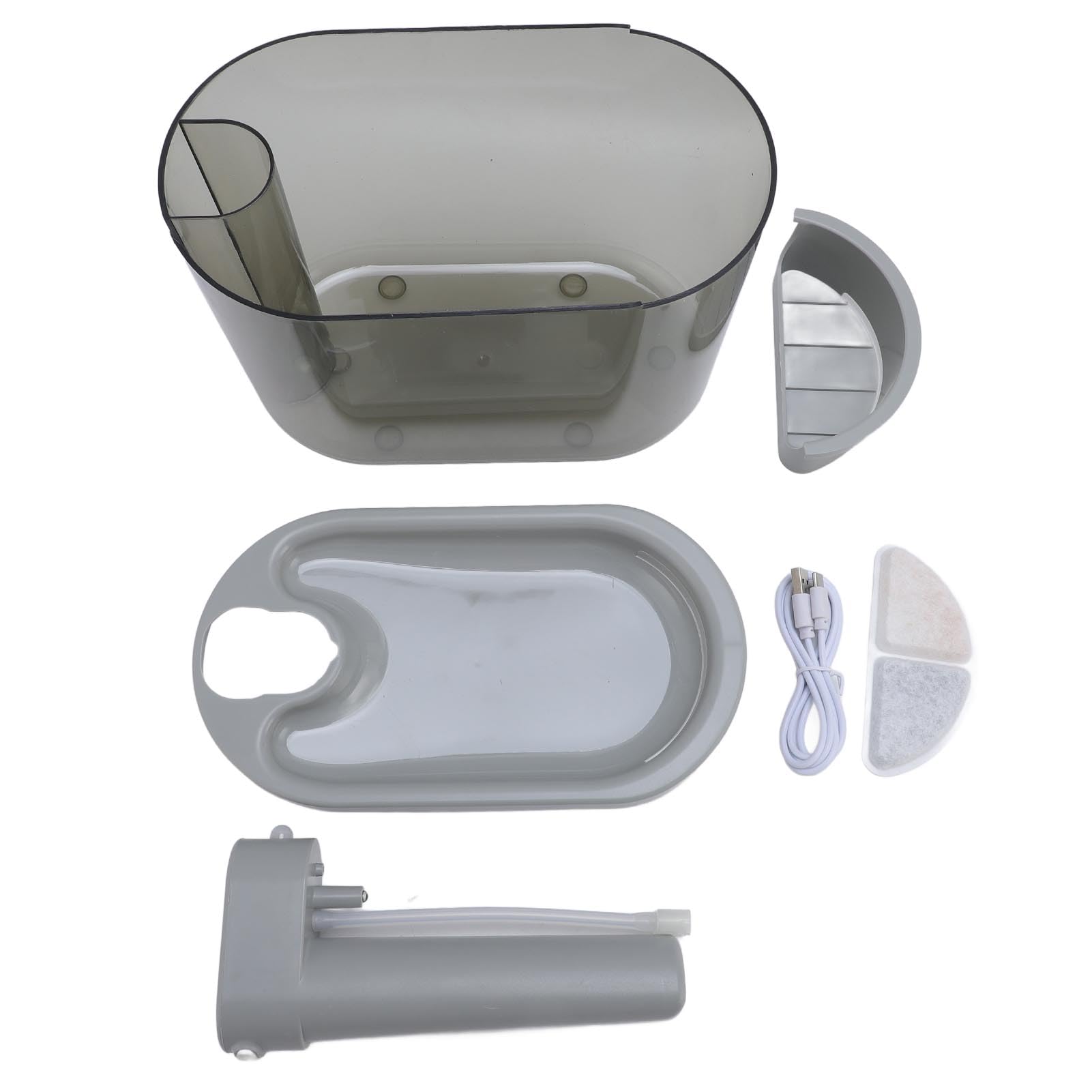 Katzen-Wasserbrunnen, Batteriebetriebener Ha (Grey)
