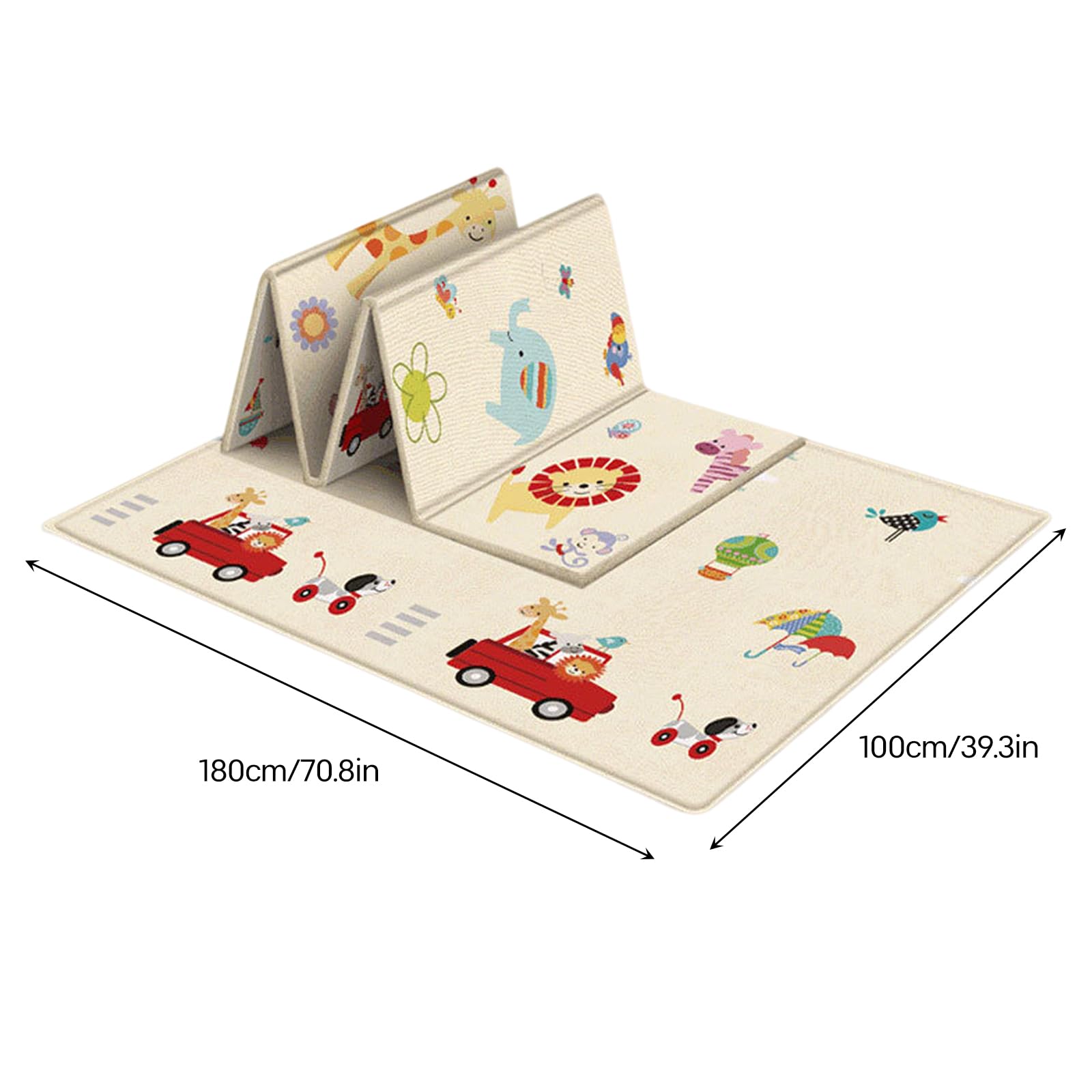 PZCC Tapis de Jeu pour BéBé, Tapis Rampant Pliable, Tapis de Jeu Épais Antidérapant et Imperméable, Tapis Enfant Double Face pour Salon, Jeu Éducatif pour Ramper pour BéBés de 0 à 6 Mois (Transport)