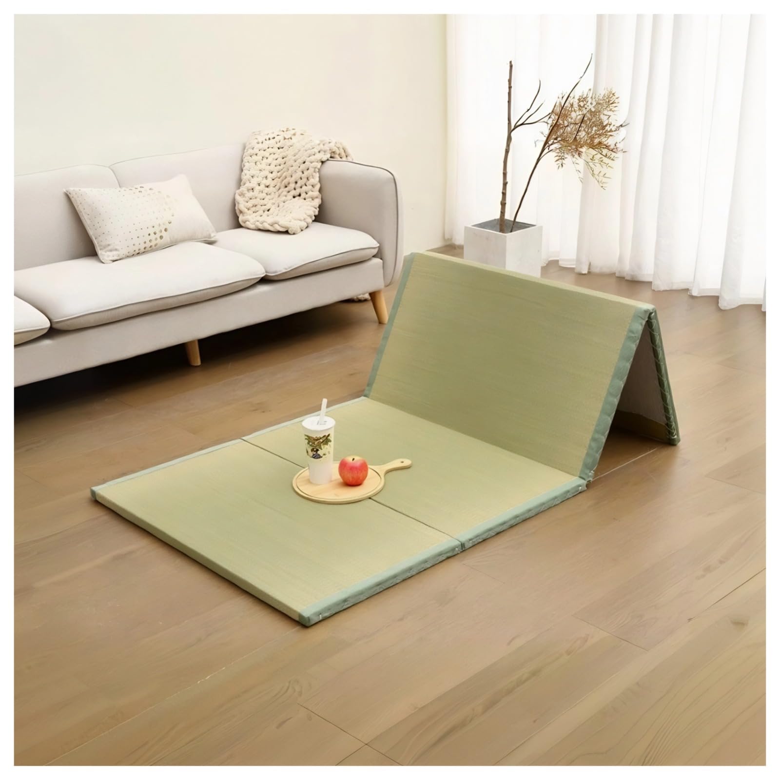 Tatami Giapponese, Tappetino Meditazione,Spesso 3,5 cm Futon Materasso, 4 Pieghevole Tappetino Antiscivolo per Letto, Dormire, Yoga, Zen, Sala Da Tè(Size:75x200x3.5cm)
