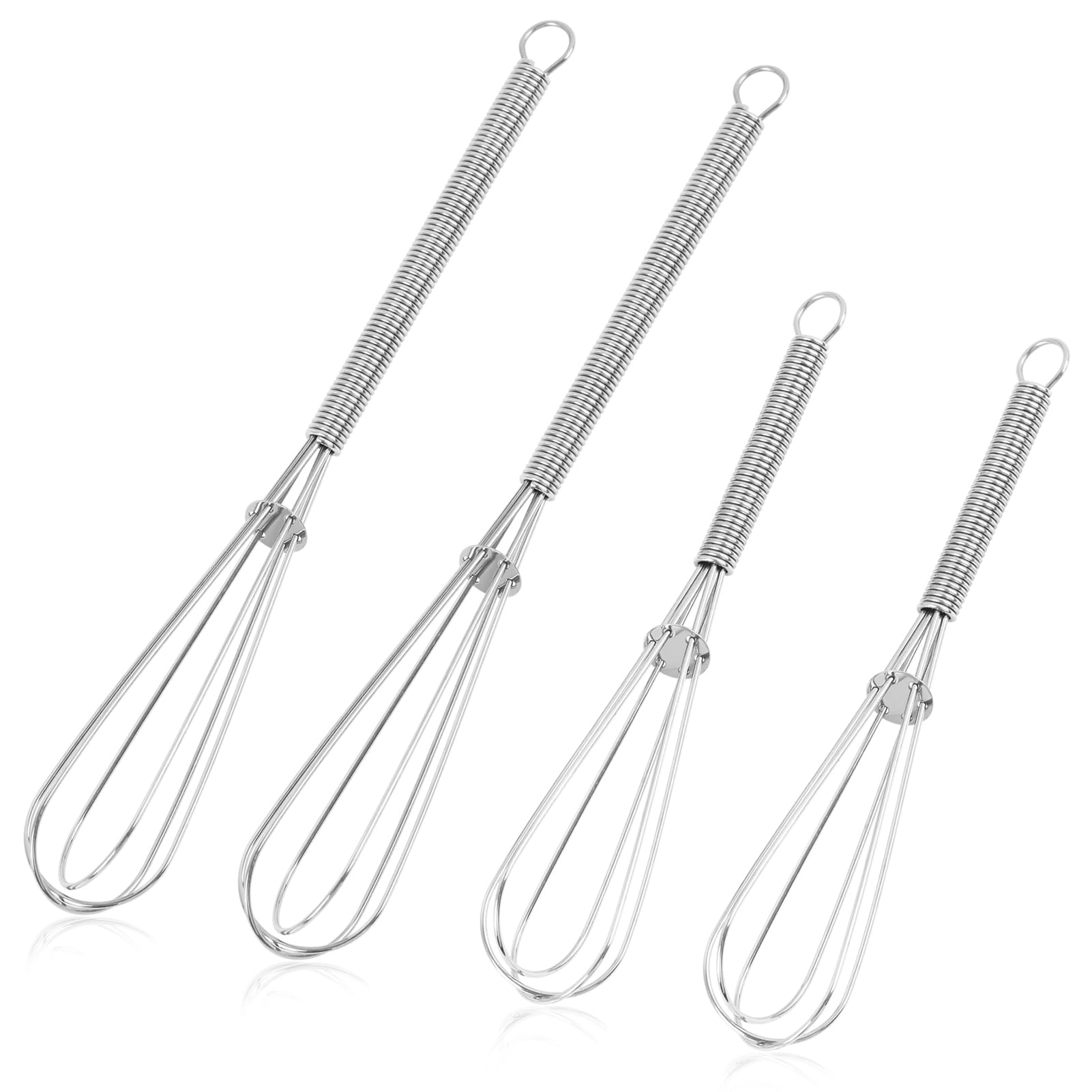 4 PCS Mini Frusta Da Cucina, Varillas de Cocina en Acero Inoxidable 13,5 cm y 18 cm, Mini Batidora Manual Resistente para Batir, Mezclar y Montar, Barillas Batir Manual Tipo Stainless Steel Wire Whisk
