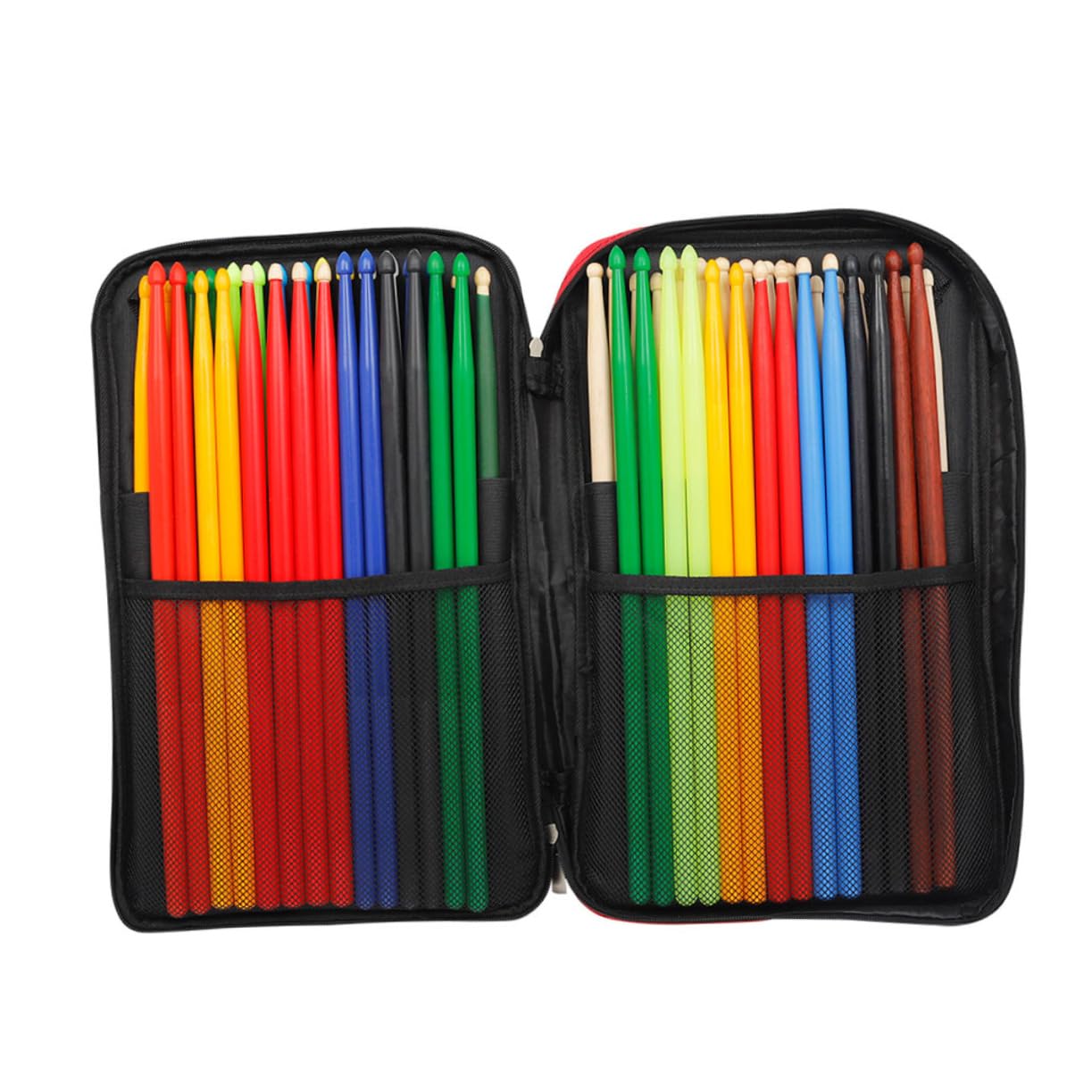 ibasenice Drum Pouch Zipper Sturdy Holder Bag for Drumsticks Mallets Accessories Red