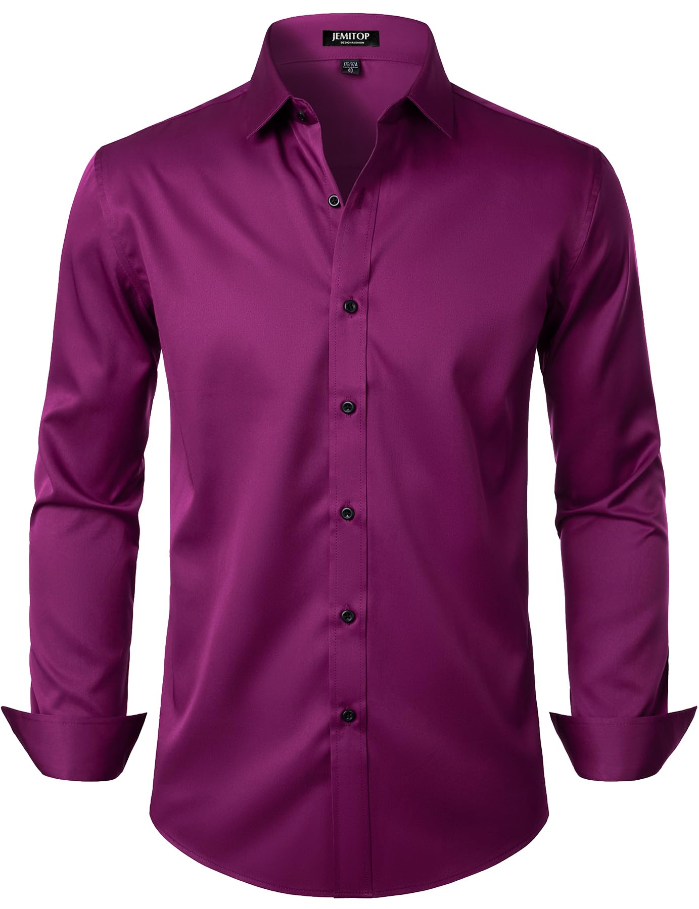 JEMITOP Mens Stretch Wrinkle Free Dress Shirt Formal Prom Wedding Long Sleeve Button Down Shirts