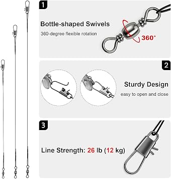 3 Pcs Multi Jointed Bass Fishing Lures, Jointed Swimbaits with 15pcs Fishing Leaders, Slow Sinking Bionic Swimming Lures for Panfish Trout Bass Lifelike Fishing Lures Topwater Freshwater Saltwater