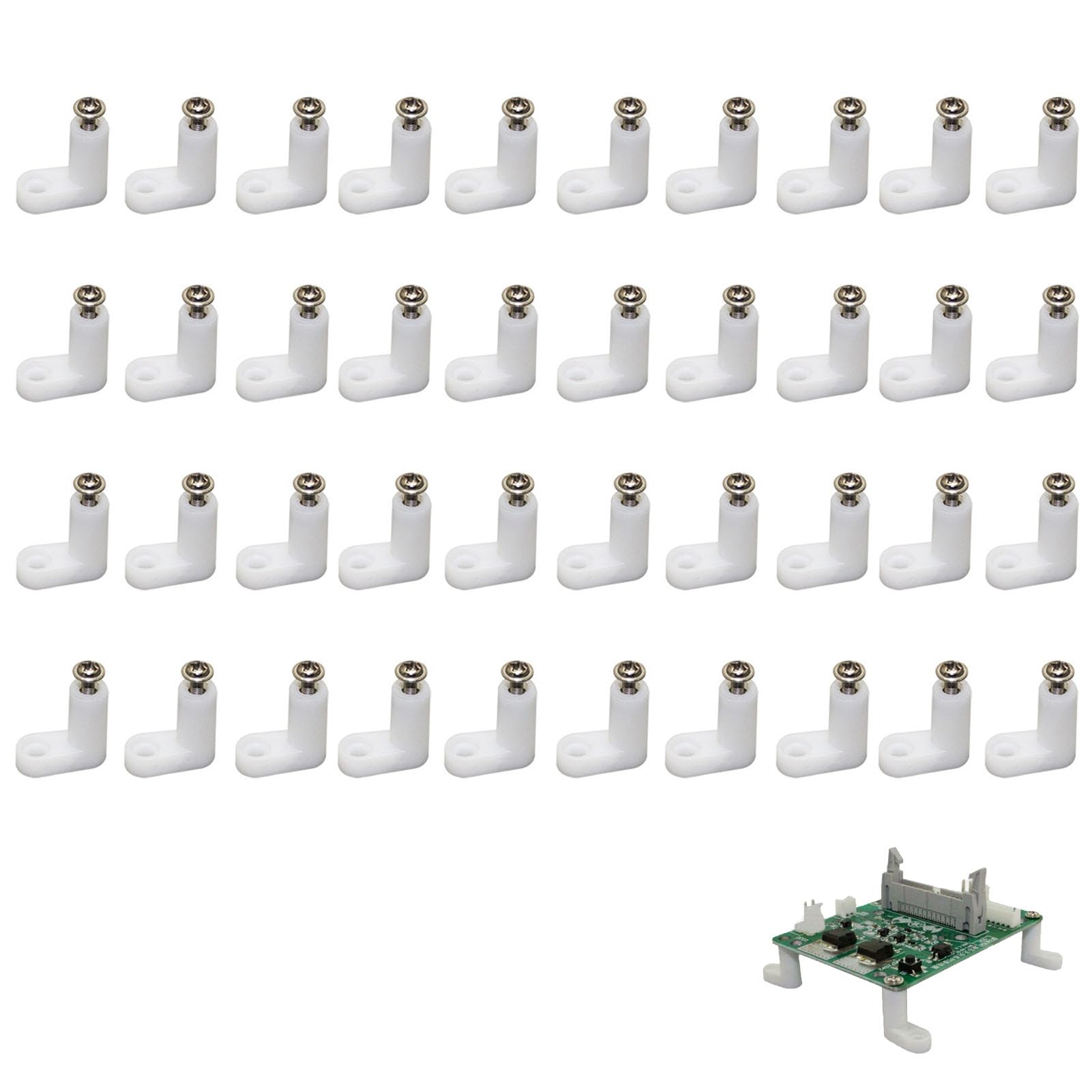 40pcs Console Motherboard Plastic Feet, L Shape Type PCB Board Spacer Mounting Feet with Screws, for Circuit Board Accessories DIY Parts