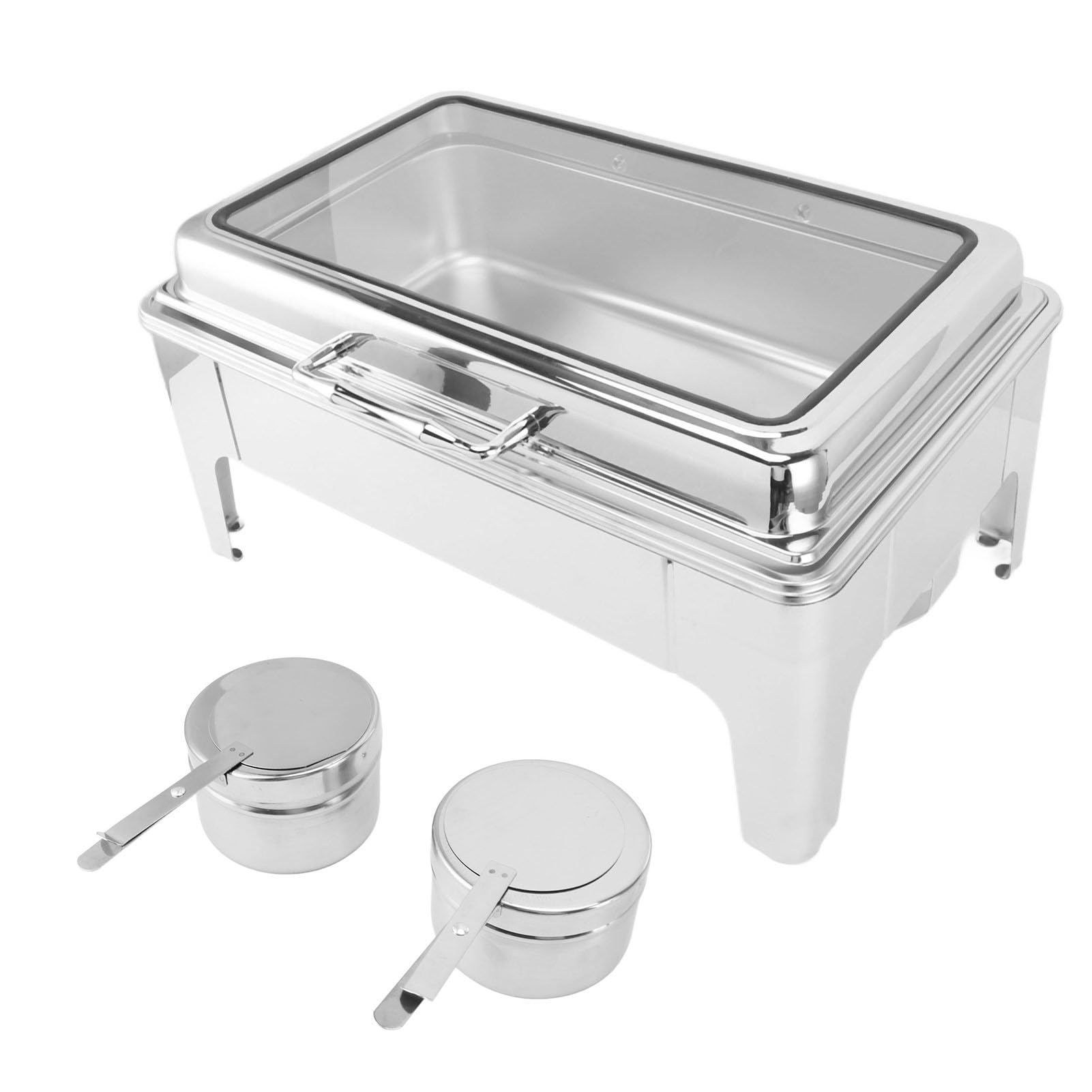 Conjunto de buffet de prato de atrito, aquecedor de alimentos retangular de aço
