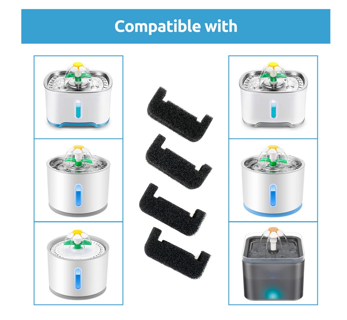32 filtros de esponja para fuentes de agua de mascotas, dispensador de agua de repuesto para gatos, filtro de espuma para fuente de agua potable para gatos, filtro de espuma de esponja