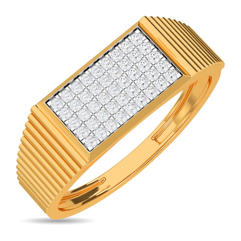 KISNA 14k / 18k Real Gold & Diamond Ring | Diwali, Rakhi Rakshabandhan Gift for Brother, Husband | With Certificate of Authenticity & BIS-Hallmarked Gold Jewellery | Classic Gold Diamond Ring For Him
