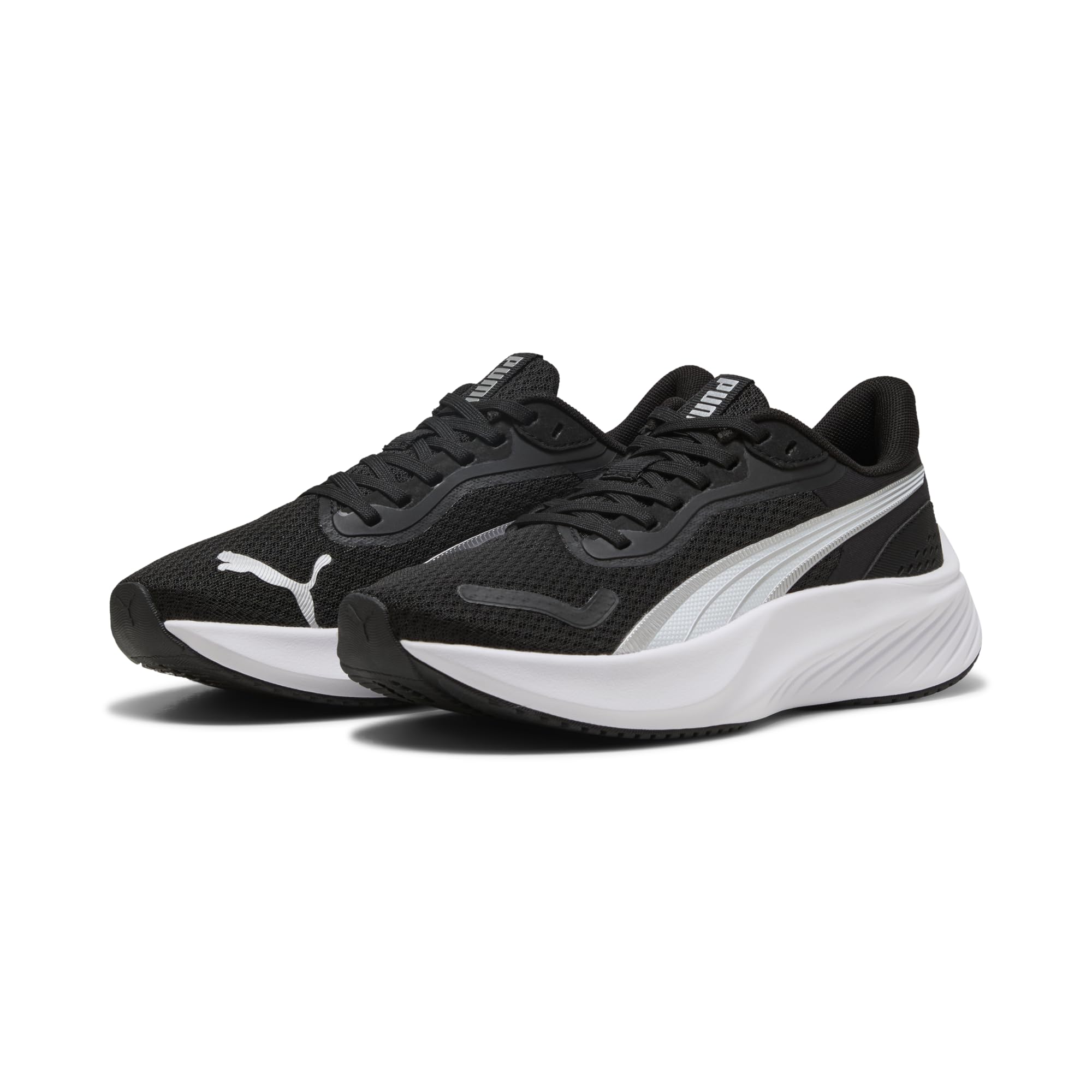 PUMA Pounce LITE JR Sneaker, Black White Silver, 3.5 UK