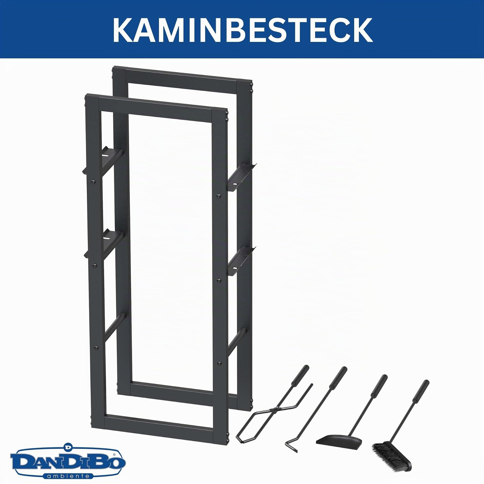 DanDiBo Kaminholzregal Innen Metall mit Besteck 96601 Brennholzregal Holzaufbewahrung Kaminholzständer Feuerholzregal