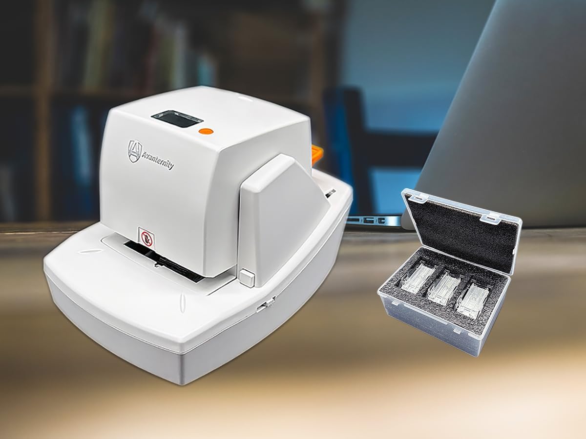Avanternity's Pro-60E Heavy Duty Auto Electric Stapler (Value Kit) - Secured 60 Sheet Capacity, Includes 20,000 Staples