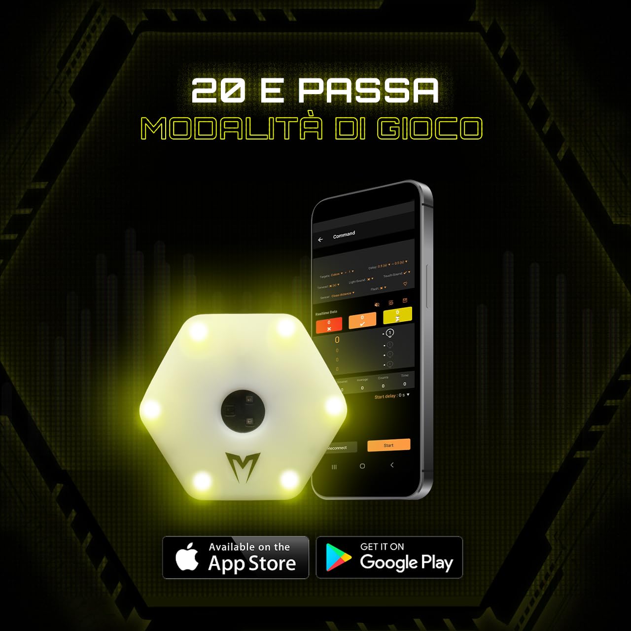 FORZA METIS Luci per Allenamento di Reazione [4/8] - Migliora Agilità, Riflessi E Tempi di Reazione | Connette App | Feedback in Tempo Reale | con Custodia