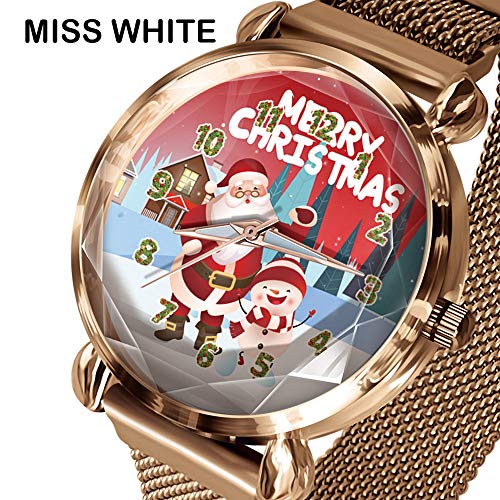 Ajcoflt Christmas Eve Letters Festive Fashion Student Feminino Trend Fecho magnético Relógio Gold Sh