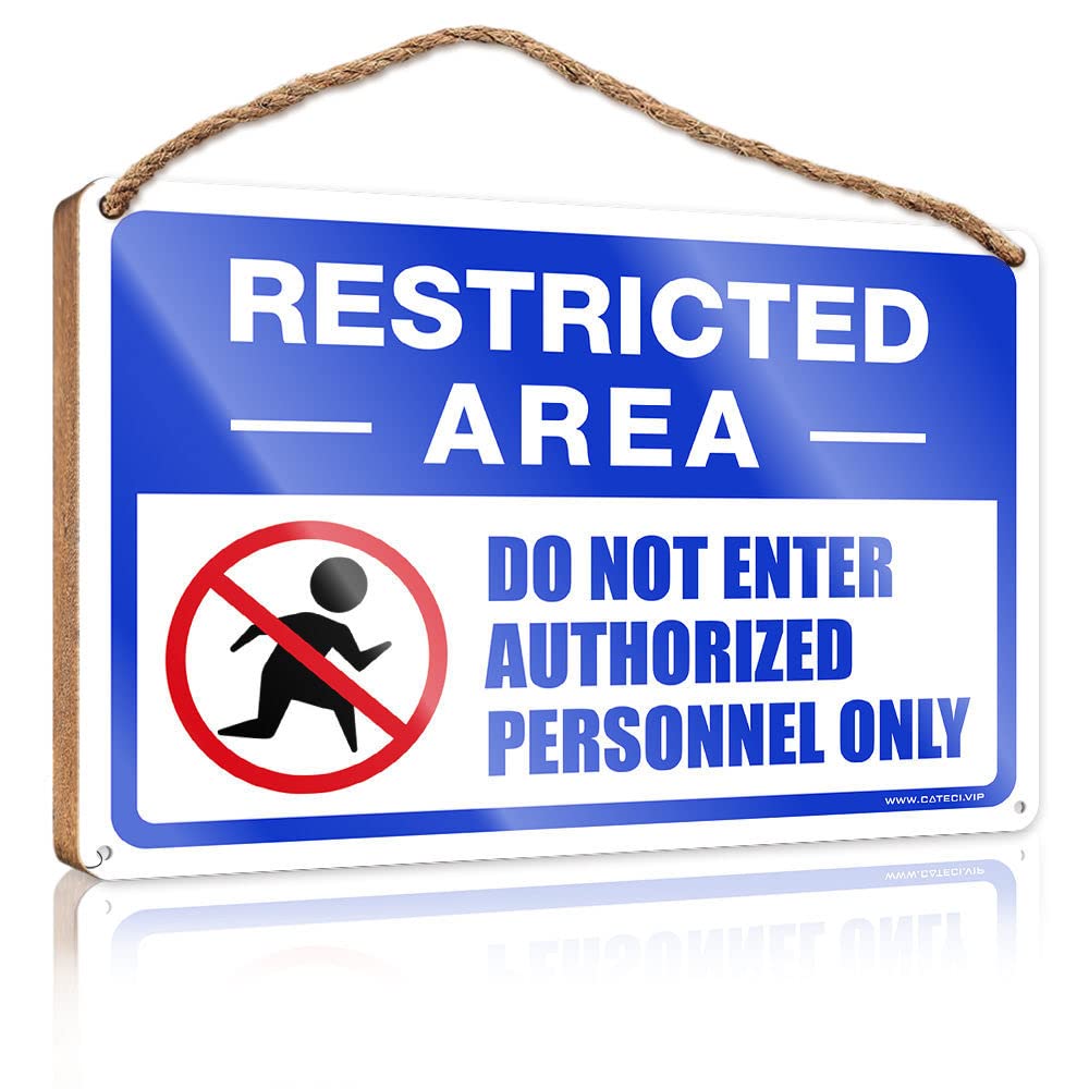 Dtha One Color Wood For Crafts Signs Restricted Area Sign, Do Not Enter, Authorized Personnel Only Wooden Wood Signs For Home Decor Outdoor Hanging Sign(23X35cm)