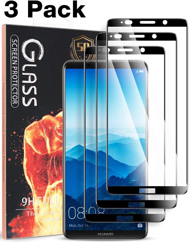 MEGIVEZ [3 Pack] Compatible for Huawei Mate 10 Pro Screen Protector, Tempered Glass [Full Coverage] [Bubble-Free] HD Clear Anti Scratch Film for Mate 10 Pro Phone with Lifetime Replacement Warranty