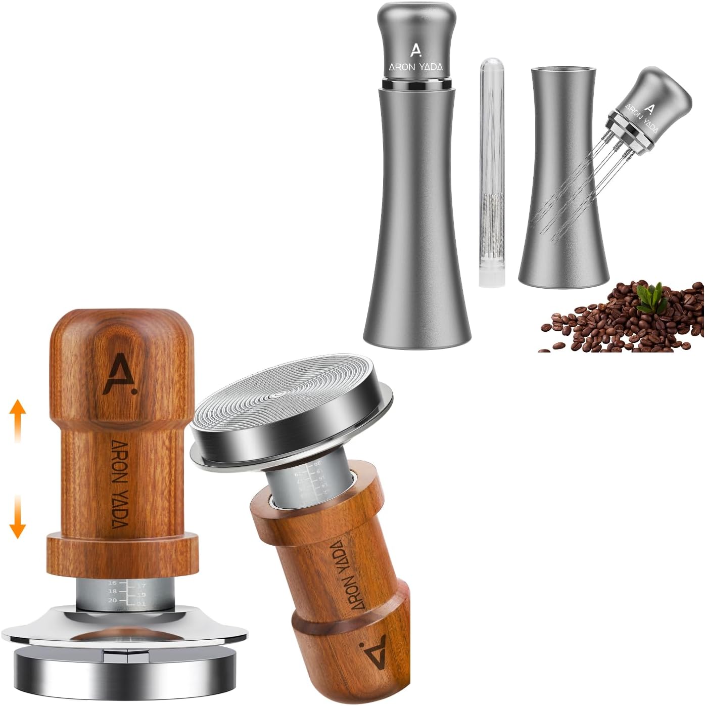 AronYada Espresso-Tamper 53,3mm Für 54mm Siebträger – Mit Rippel-Basis, Walnussholz-Griff & 30 Lbs Automatik-Druck