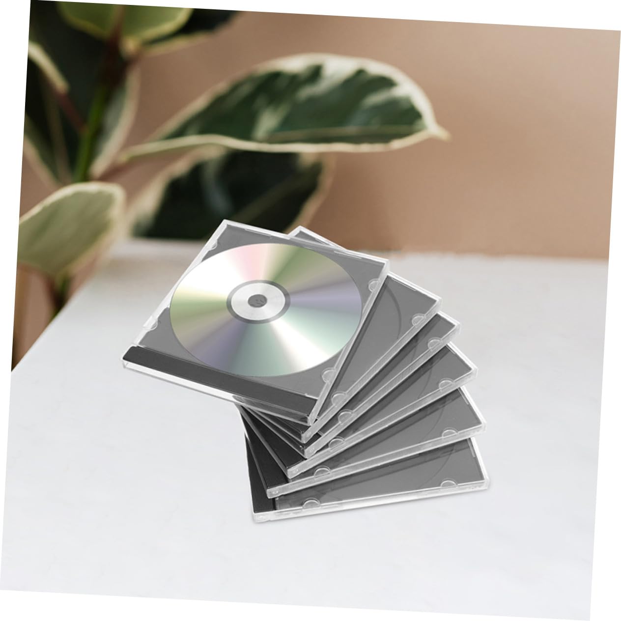 Mikikit Custodia per CD e Dvd in Plastica Trasparente 10 Pezzi Vassoio Nero, Protezione Dischi e Facile Identificazione, per Case e Uffici
